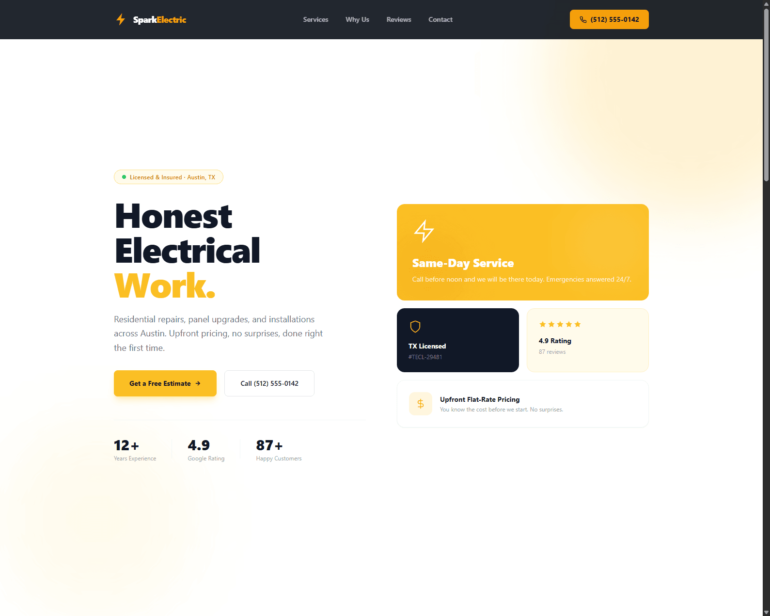 Spark Electric website preview